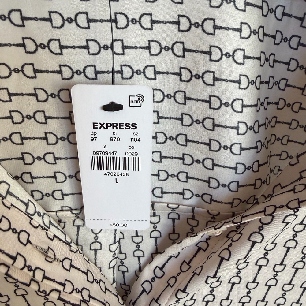 Express Chain Pattern Button-Down Shirt NWT - image 2